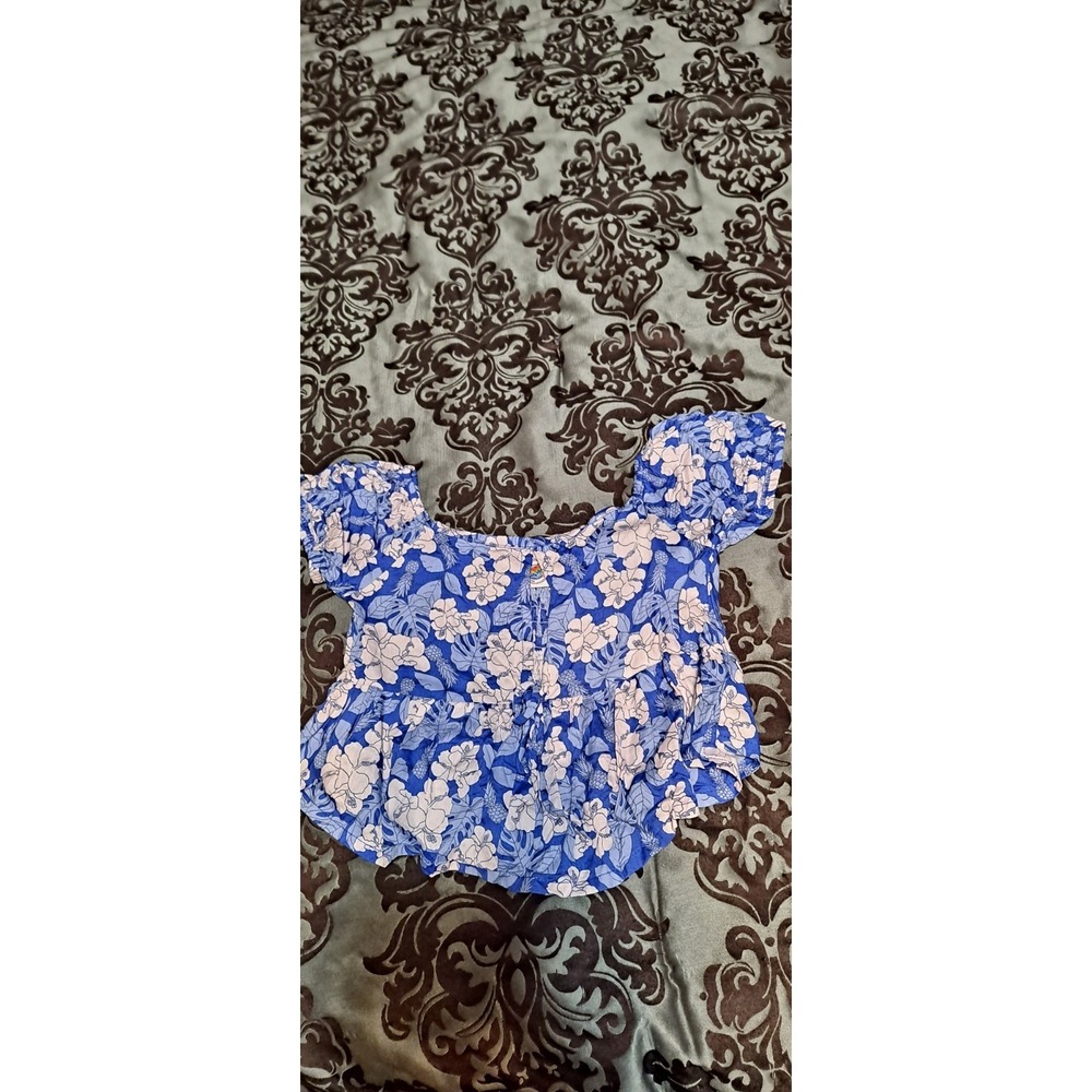 Makai Beach Wear Hawaii Blue & White Crop‎ Top Medium